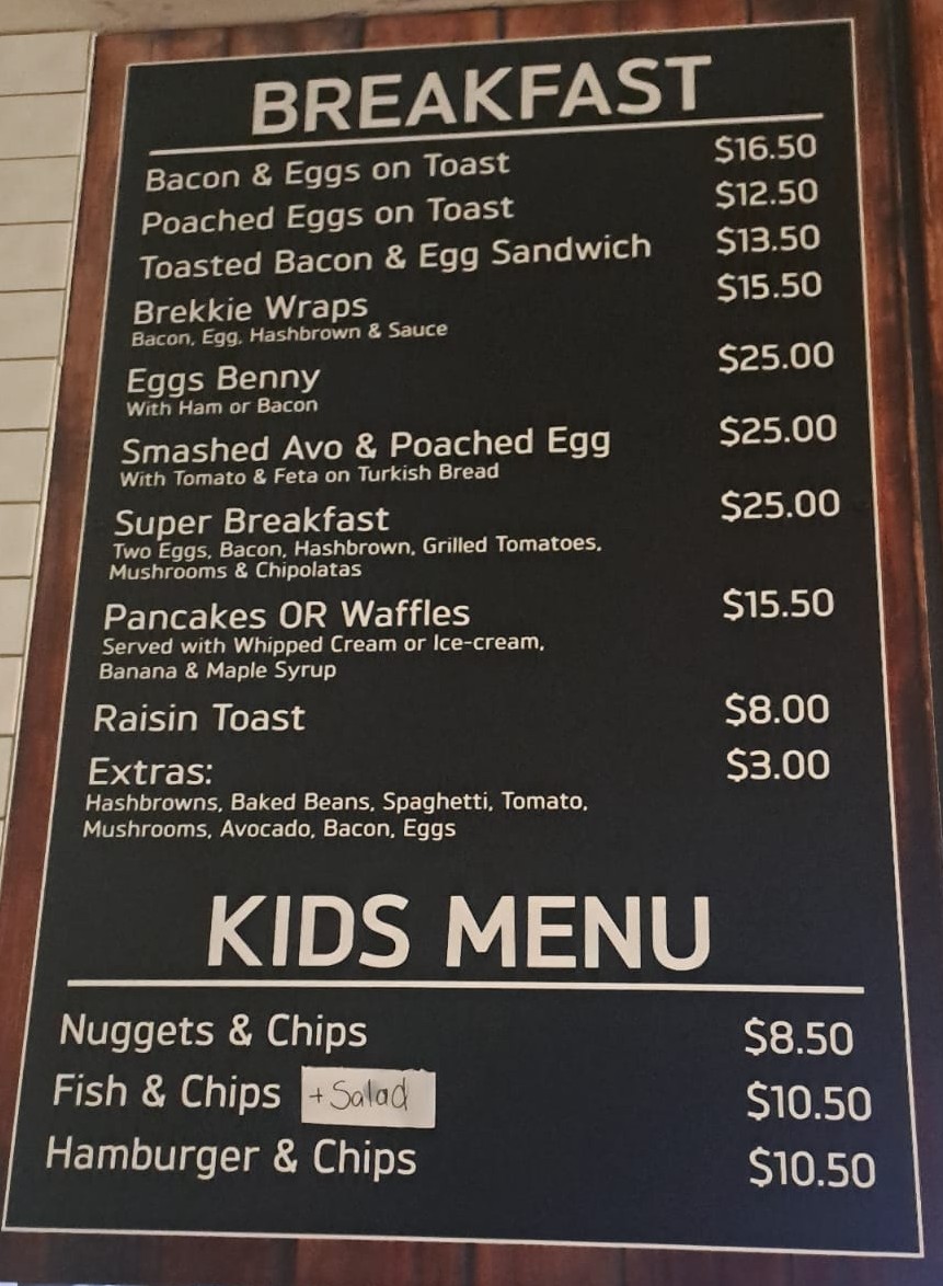 Cafe 21 Australind menu board