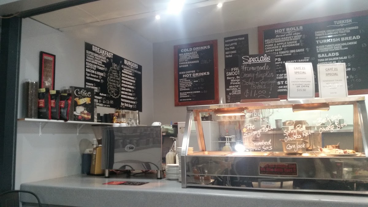 Cafe 21 Australind menu board