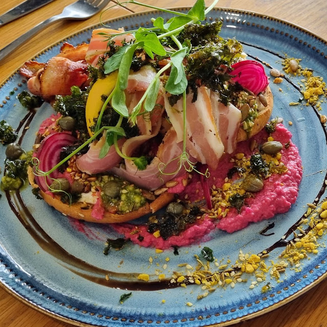 Pancetta and Hummus Bagel