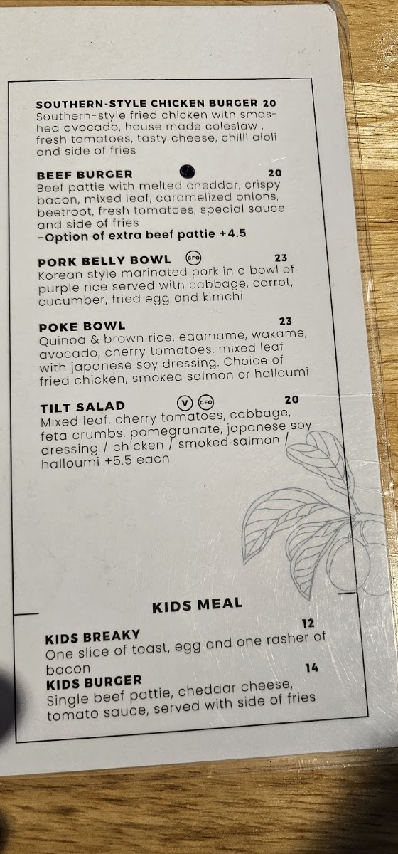 Tilt Ryde menu board