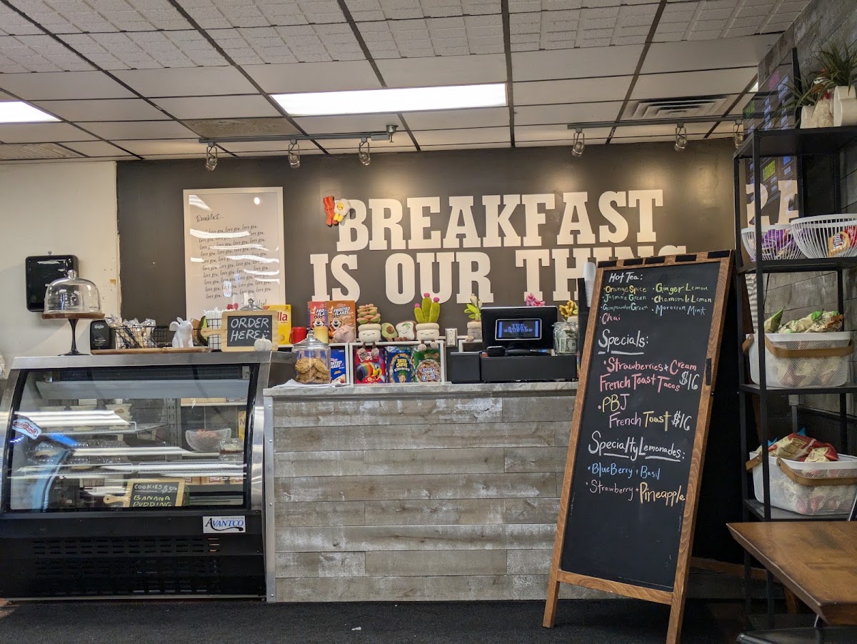 The Sassy Skillet Cafe and Juice Bar menu board