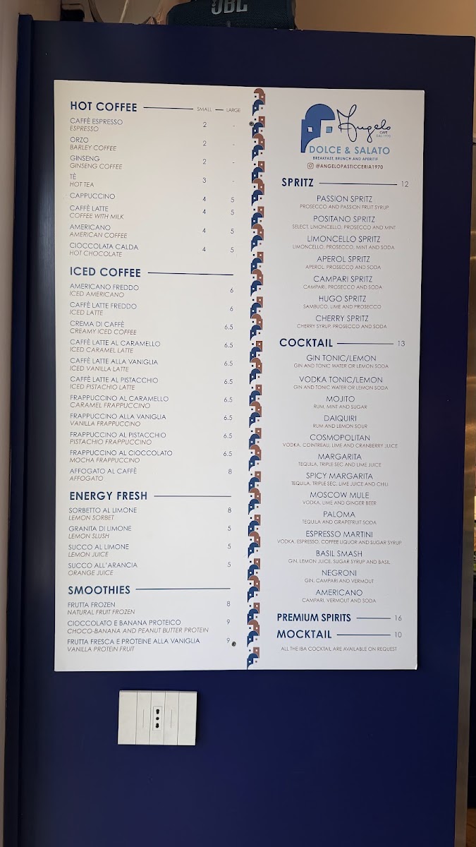 Angelo Cafe - Dolce & Salato menu board