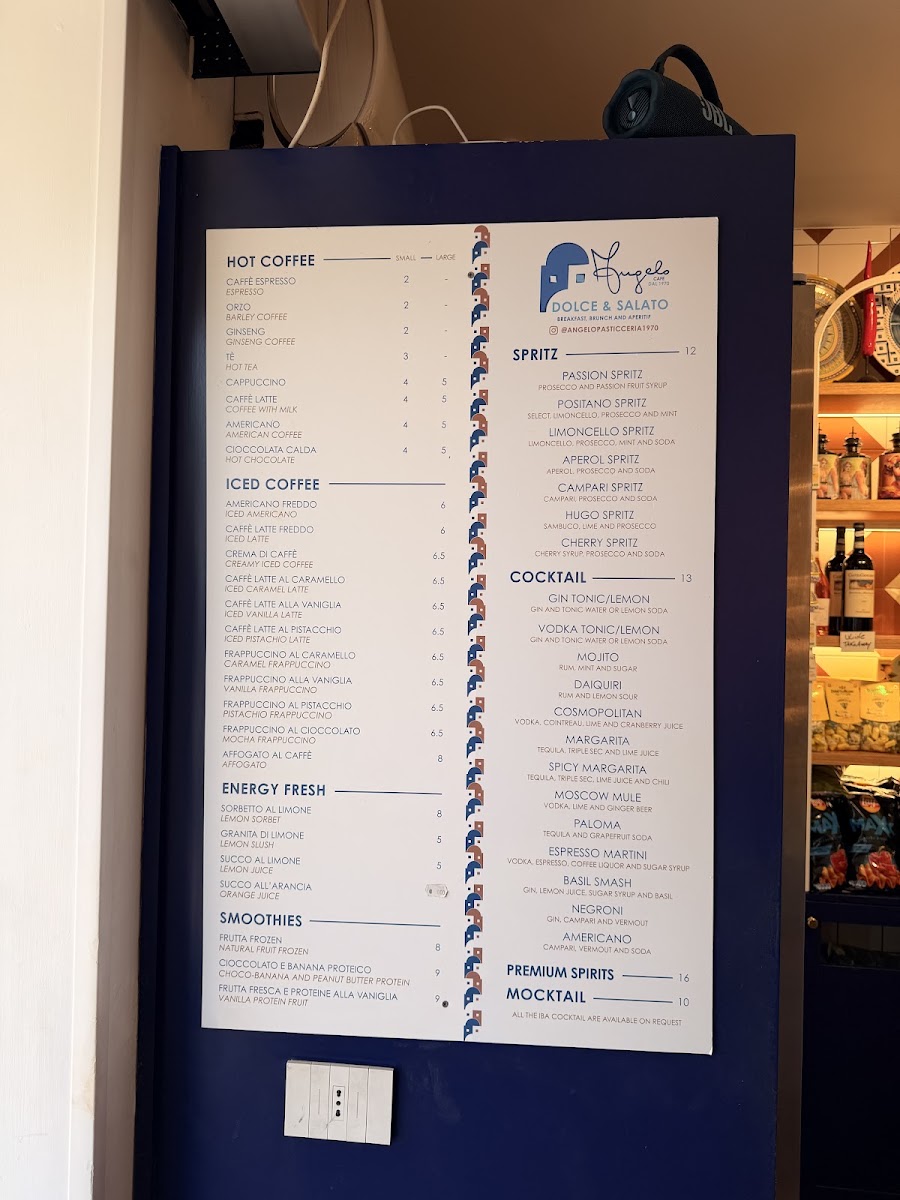 Angelo Cafe - Dolce & Salato menu board