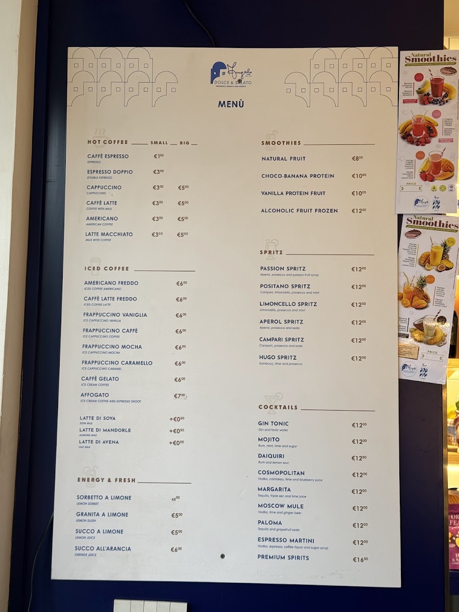 Angelo Cafe - Dolce & Salato menu board