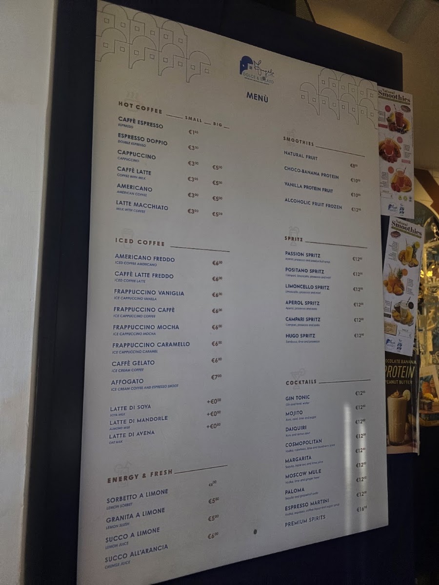 Angelo Cafe - Dolce & Salato menu board