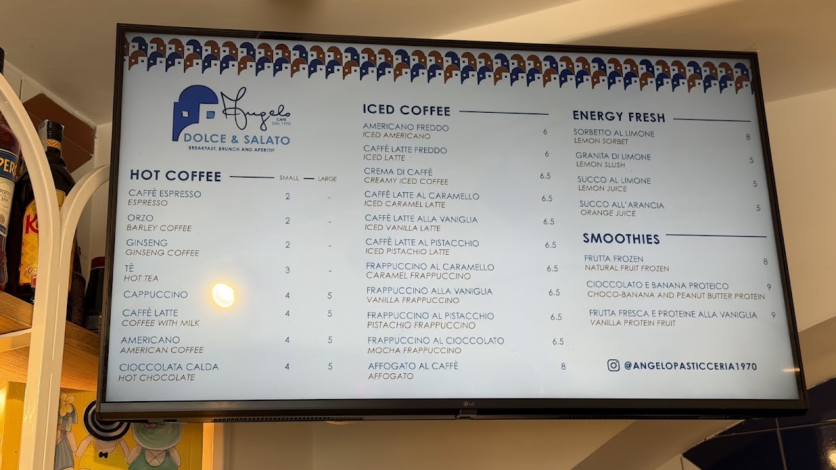 Angelo Cafe - Dolce & Salato menu board