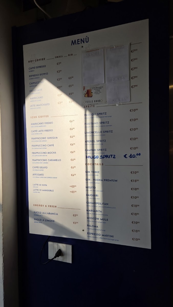 Angelo Cafe - Dolce & Salato menu board