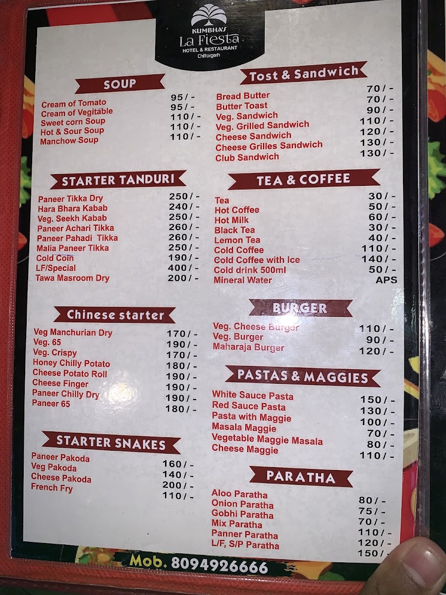 zero degree menu board