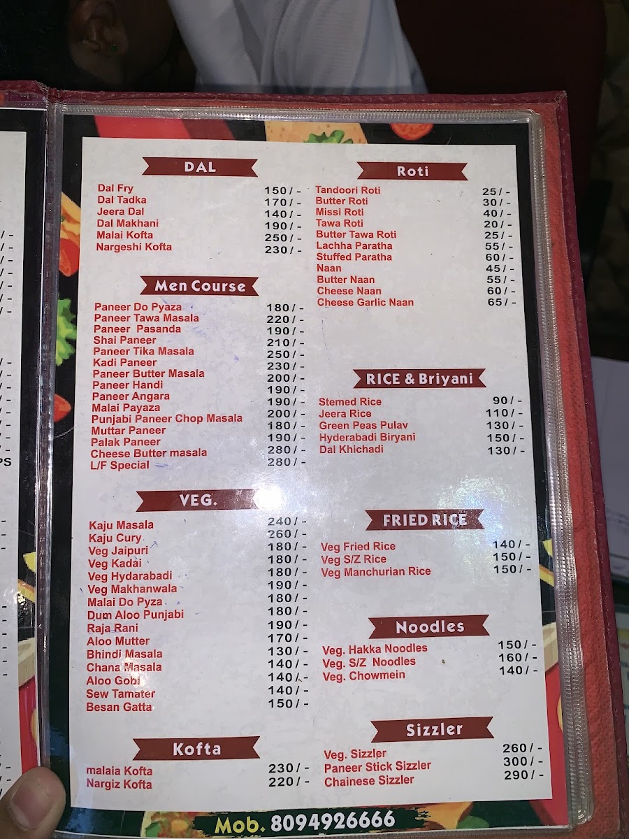 zero degree menu board