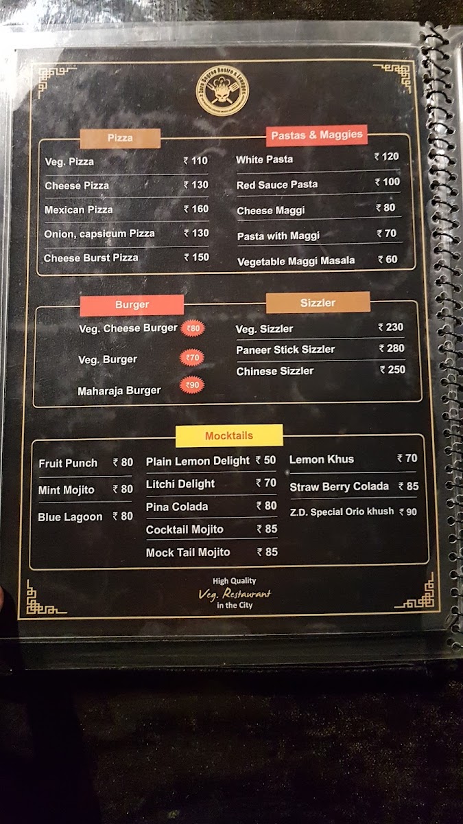 zero degree menu board