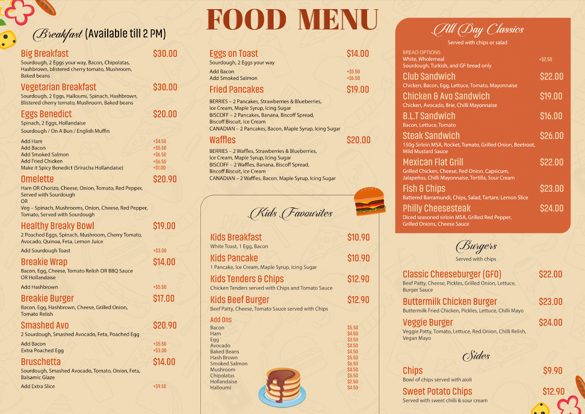 Alkimos Cafe & Grill menu board