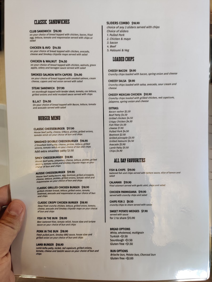 Alkimos Cafe & Grill menu board