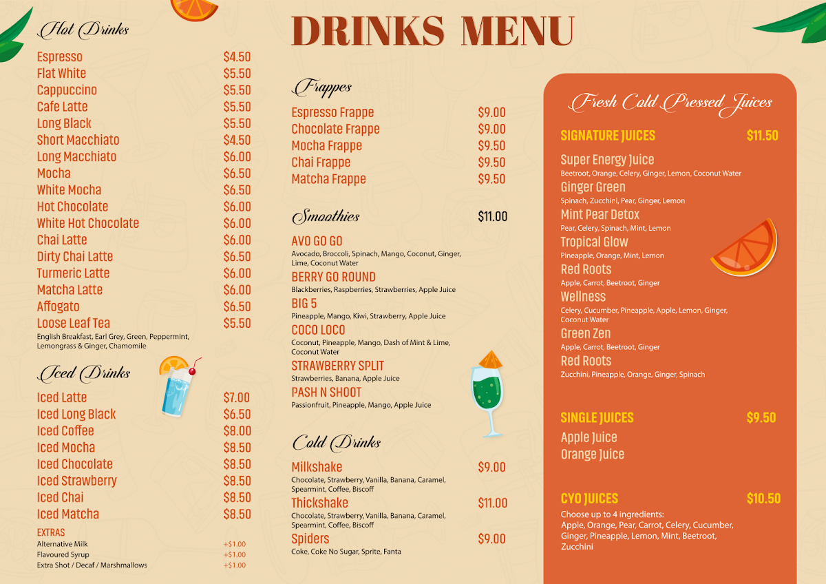Alkimos Cafe & Grill menu board