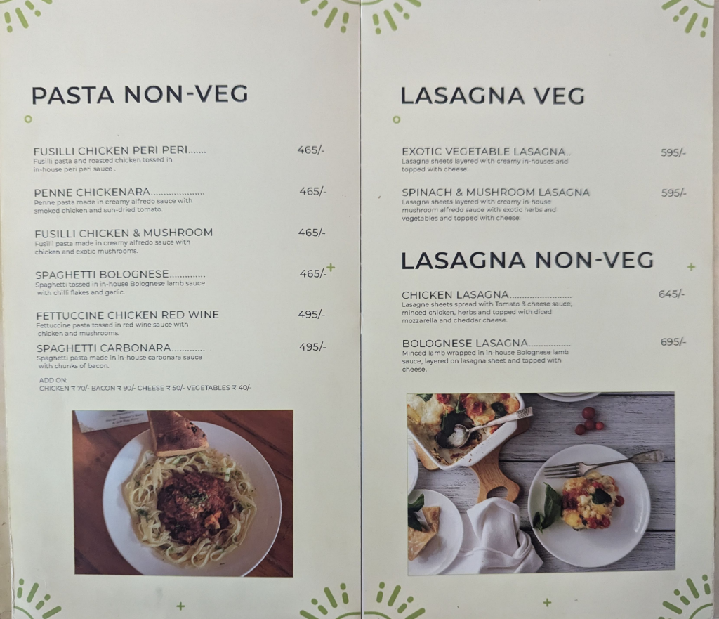 Merak Bistro menu board