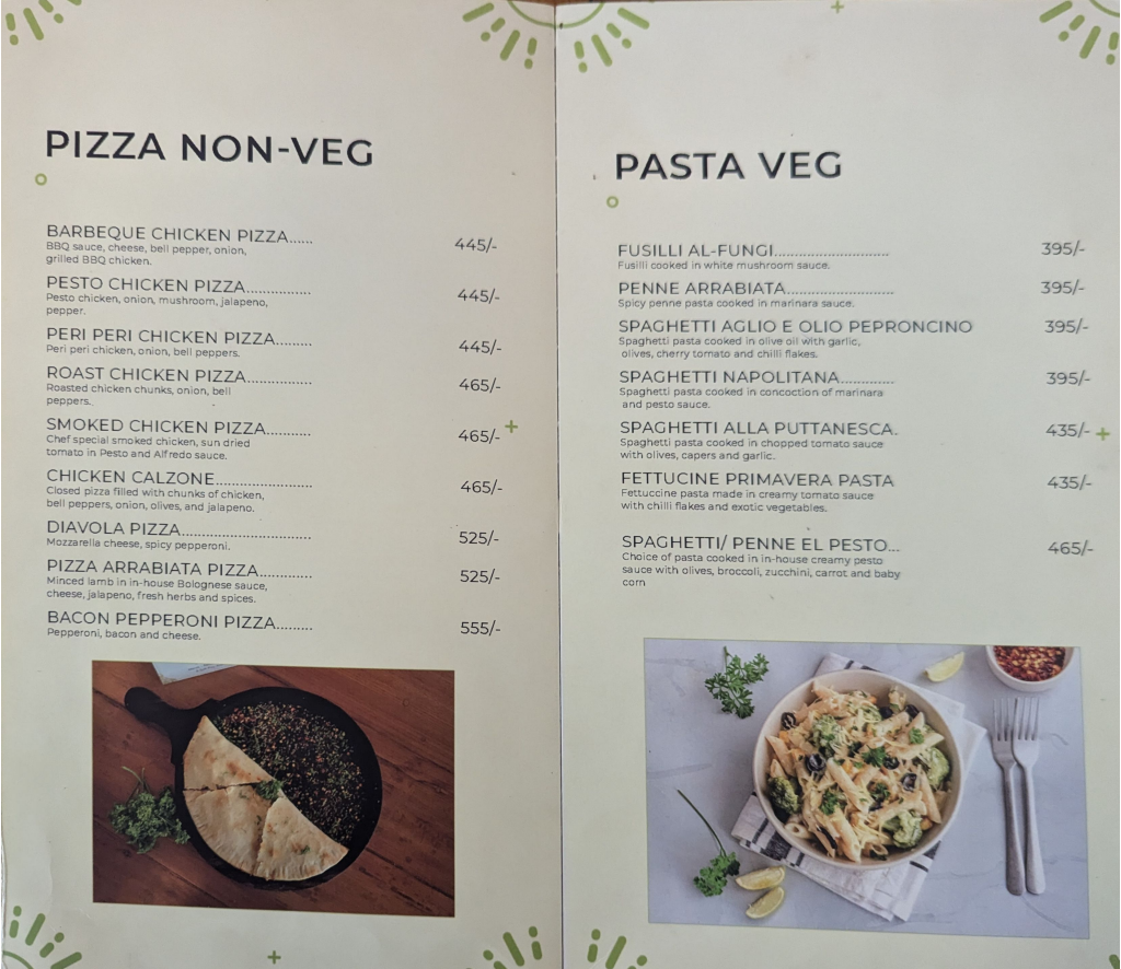 Merak Bistro menu board