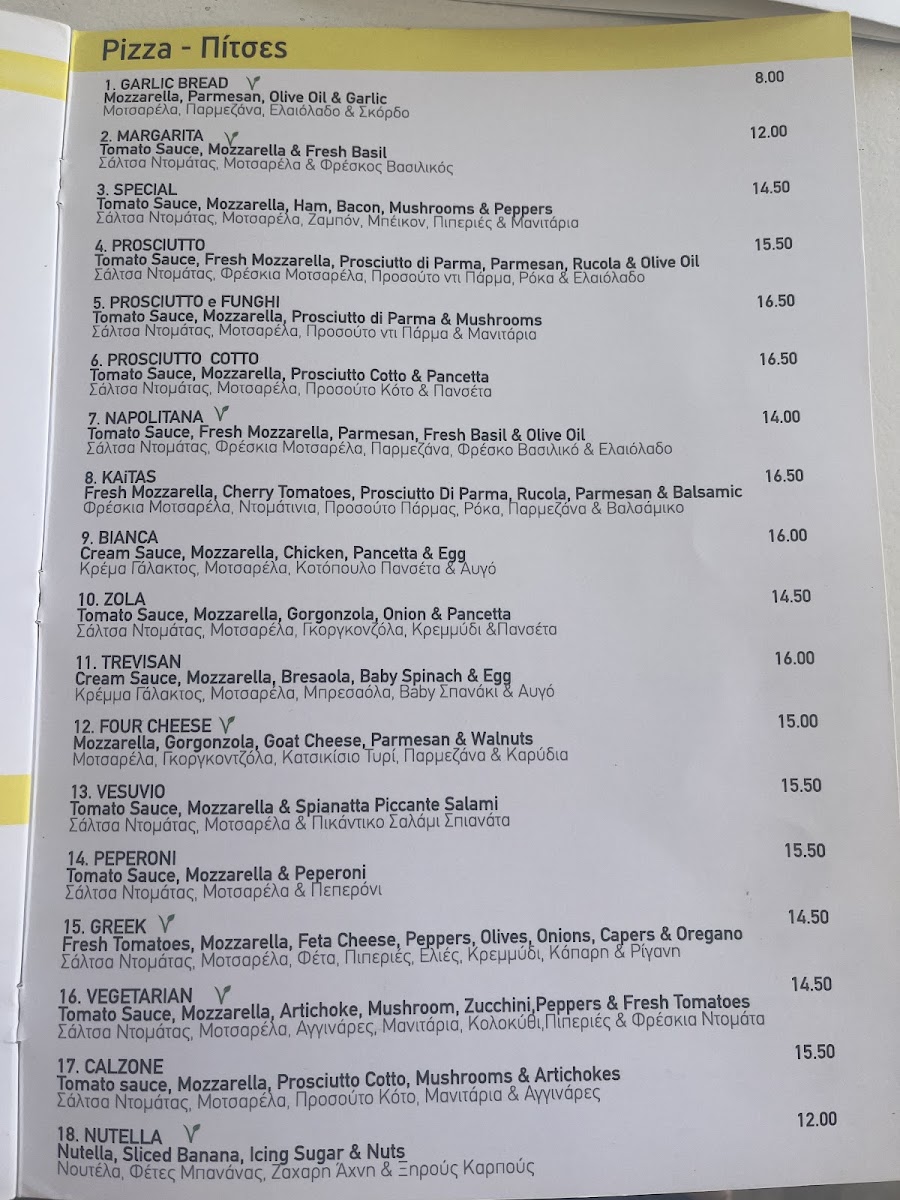KAITAS -Paros Kite Pro Center-Eurodivers menu board