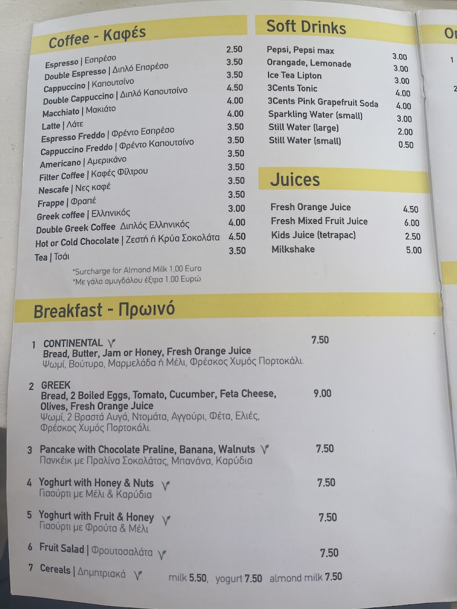 KAITAS -Paros Kite Pro Center-Eurodivers menu board
