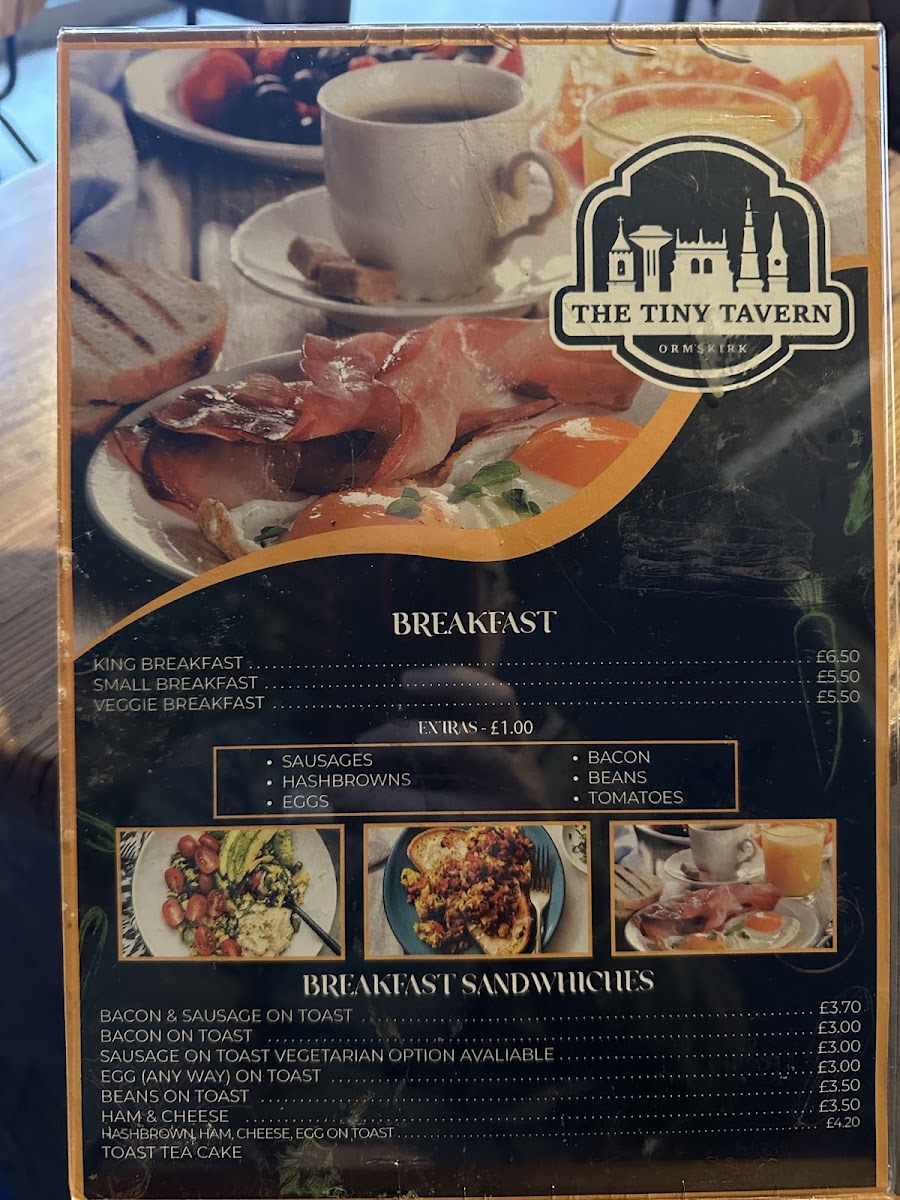 Tiny Tavern Ormskirk menu board