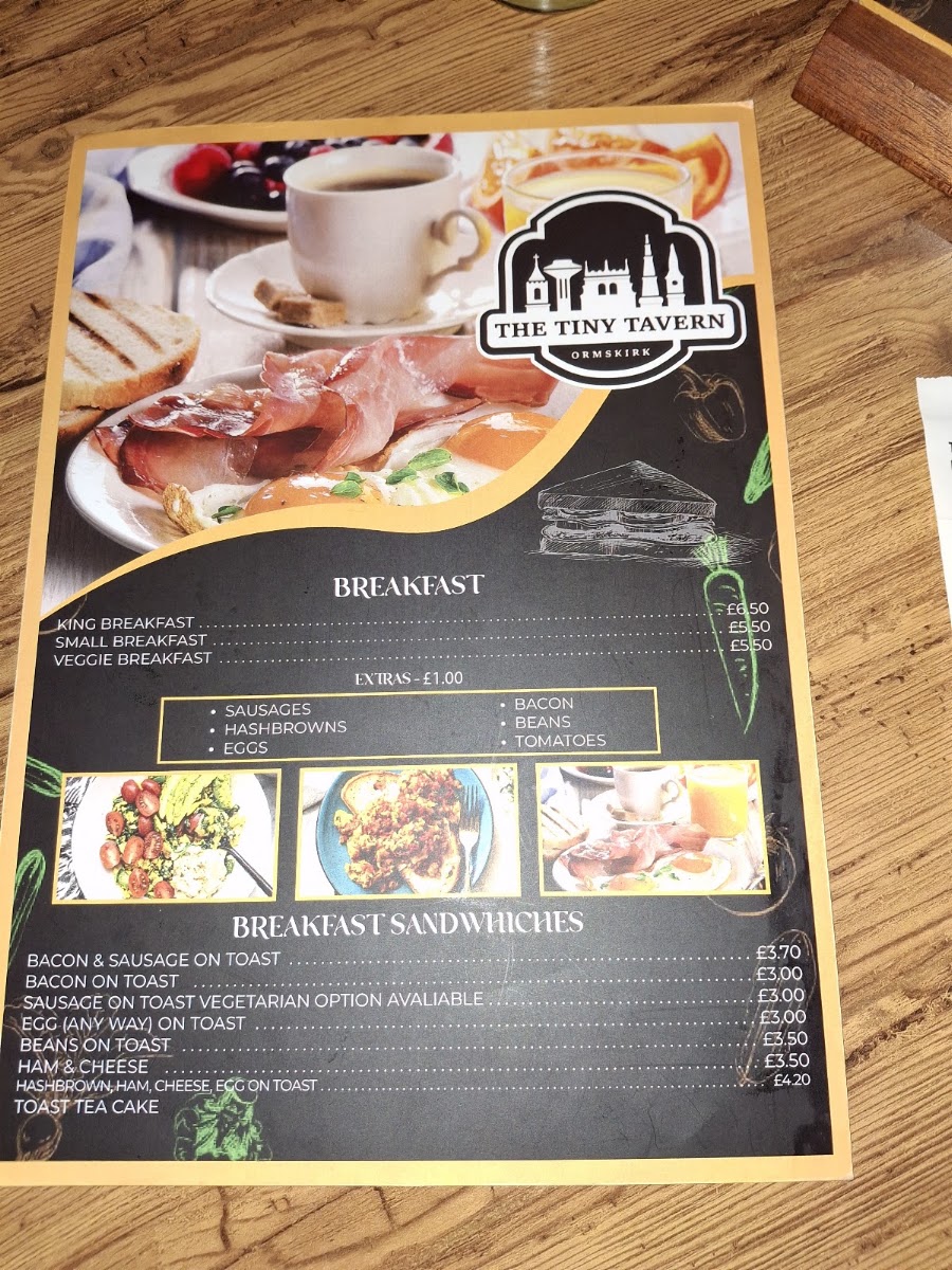 Tiny Tavern Ormskirk menu board