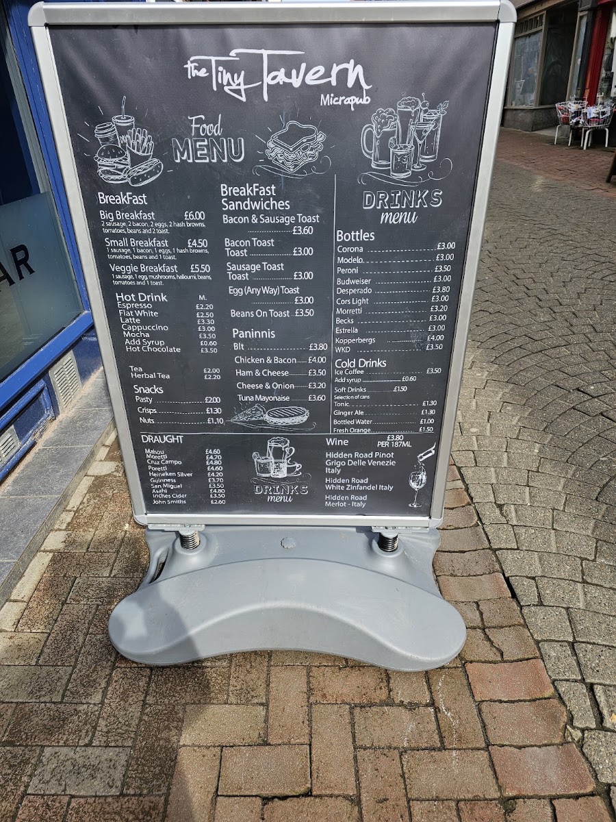 Tiny Tavern Ormskirk menu board