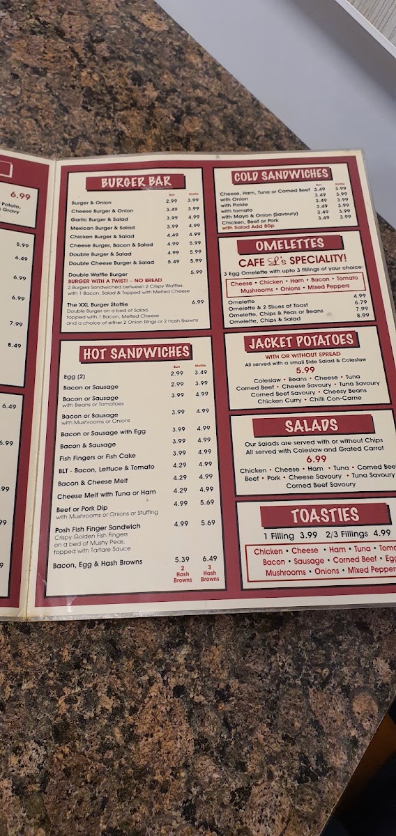 Cafe L menu board