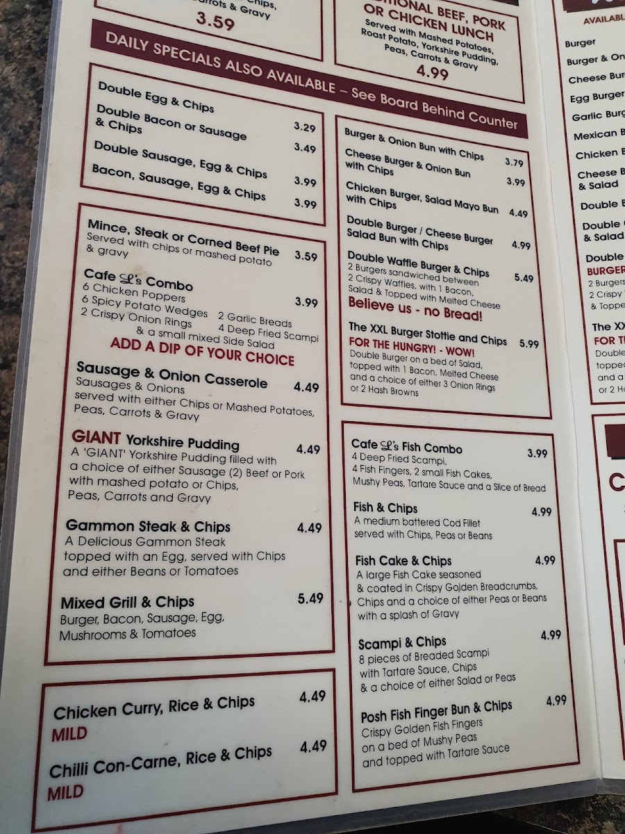 Cafe L menu board