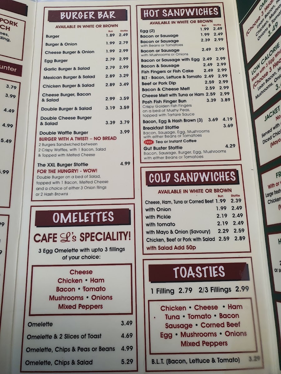 Cafe L menu board