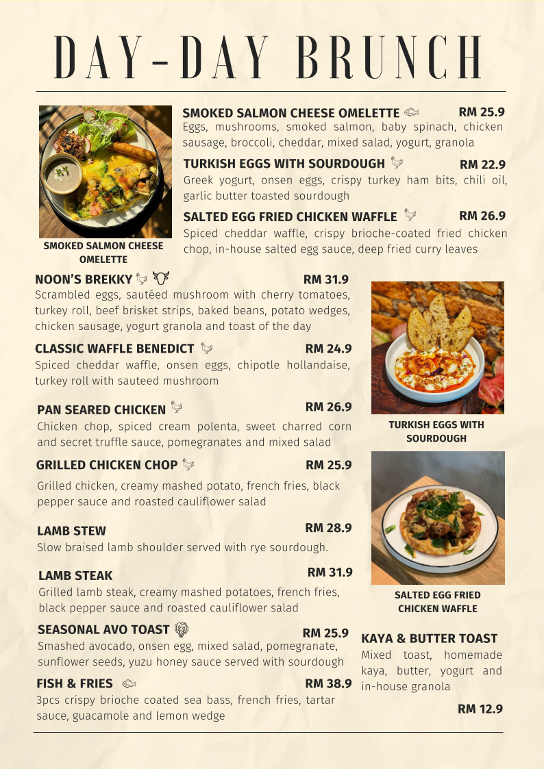 Noon Viennoiserie Cafe menu board