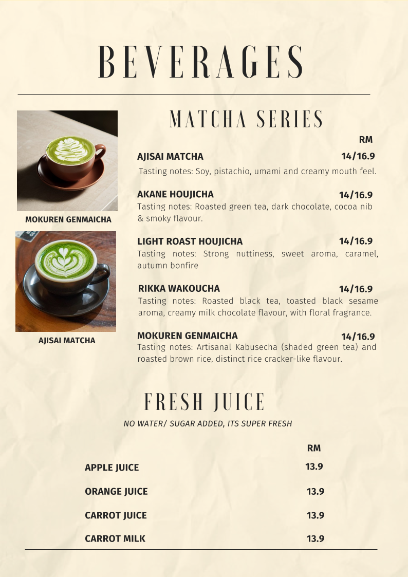 Noon Viennoiserie Cafe menu board