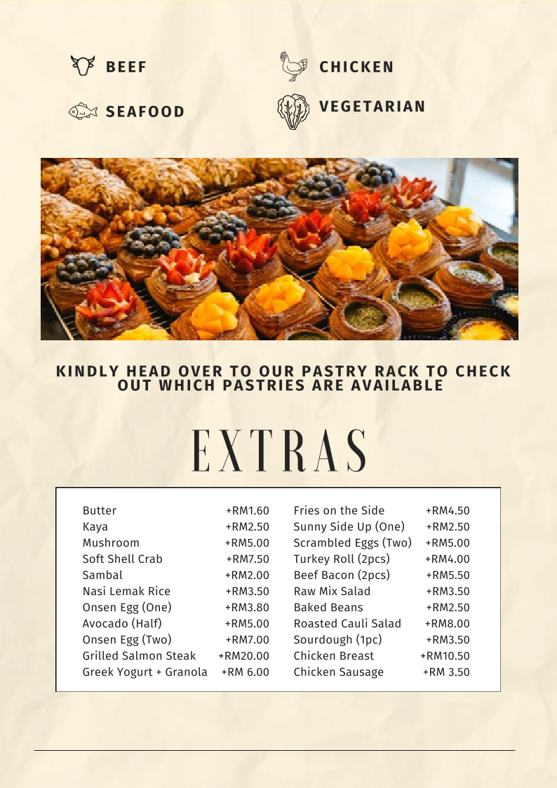 Noon Viennoiserie Cafe menu board