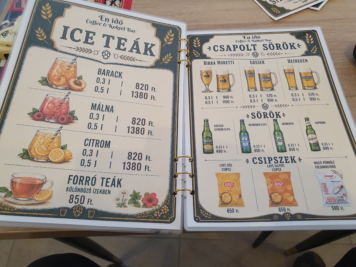 Énidő Specialty Cafe menu board
