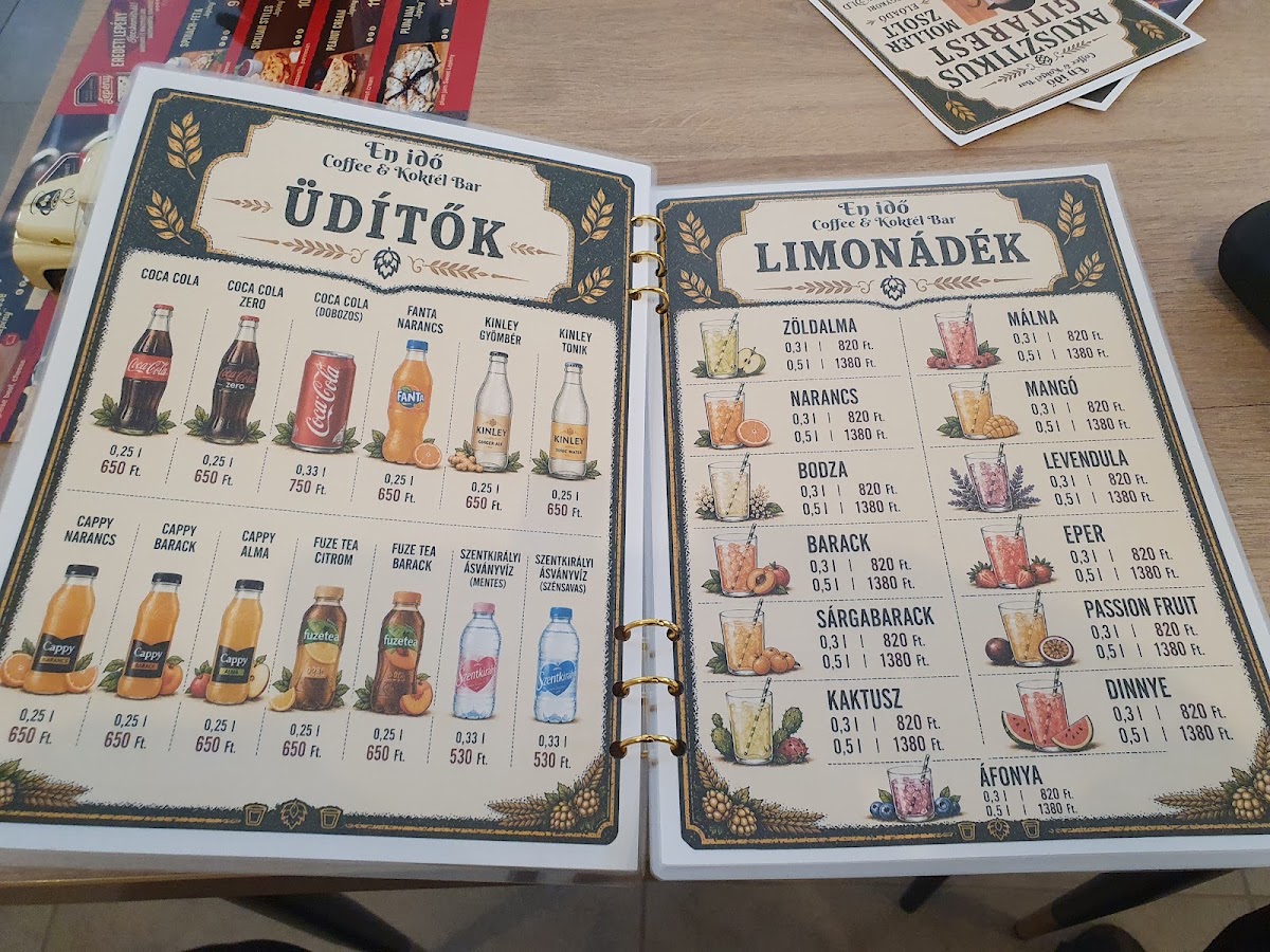 Énidő Specialty Cafe menu board