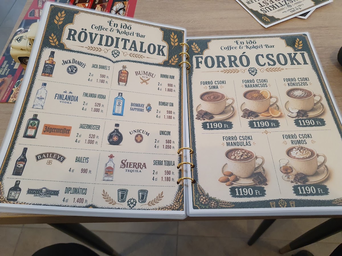 Énidő Specialty Cafe menu board