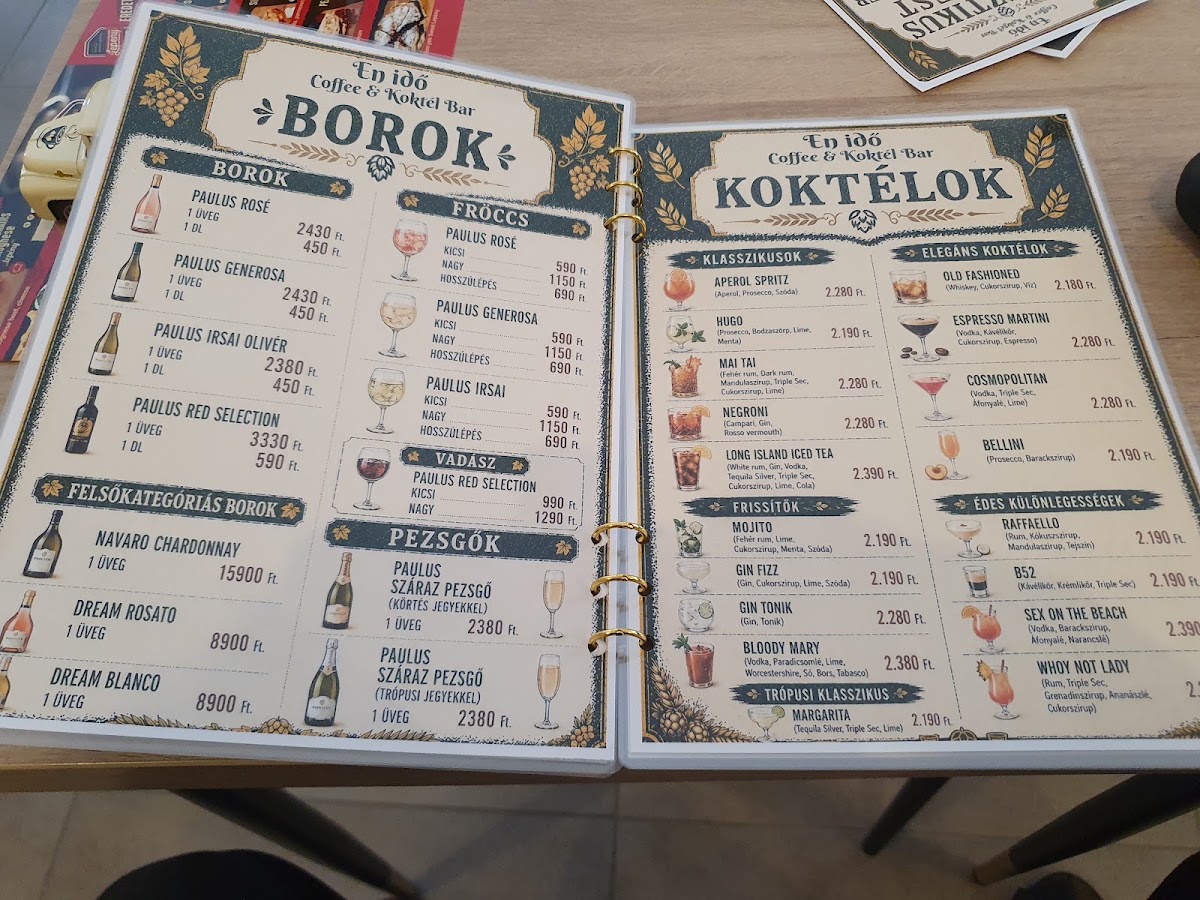 Énidő Specialty Cafe menu board
