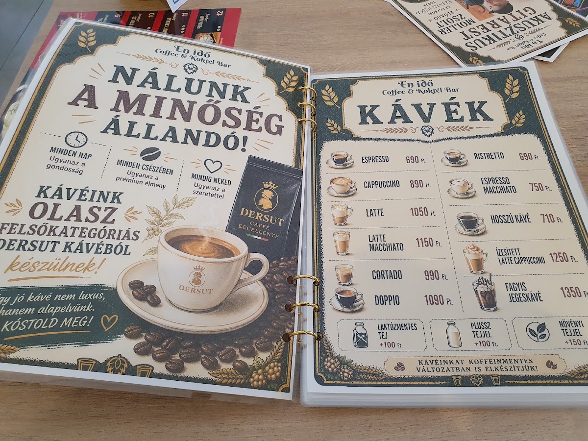 Énidő Specialty Cafe menu board
