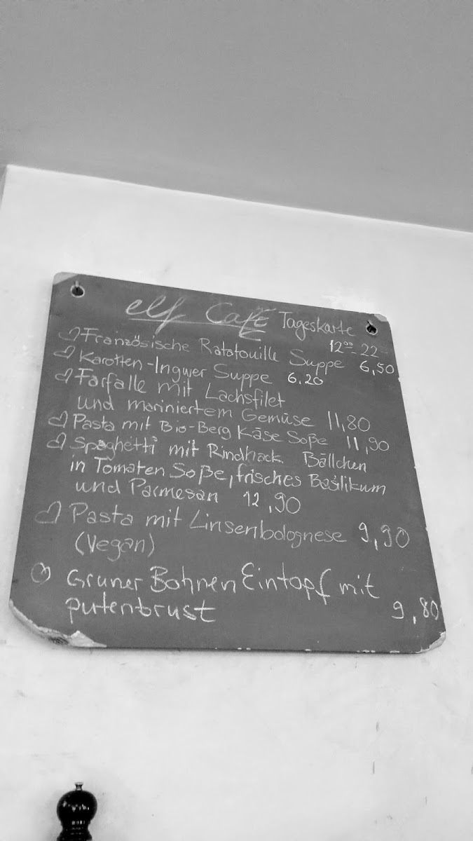 Elf Café menu board