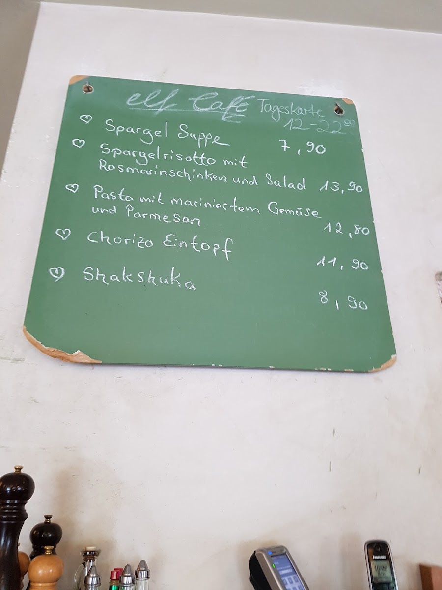 Elf Café menu board