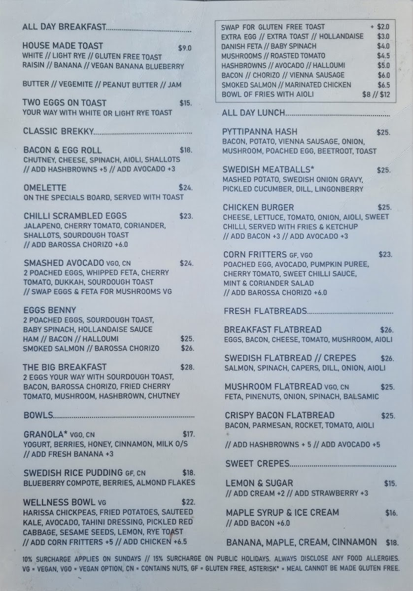 Swedish Tarts menu board