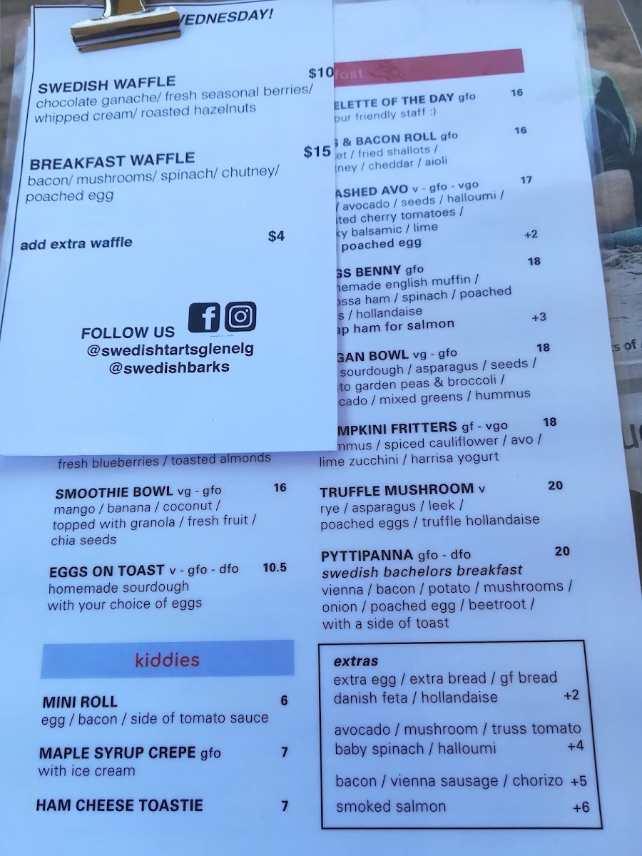 Swedish Tarts menu board