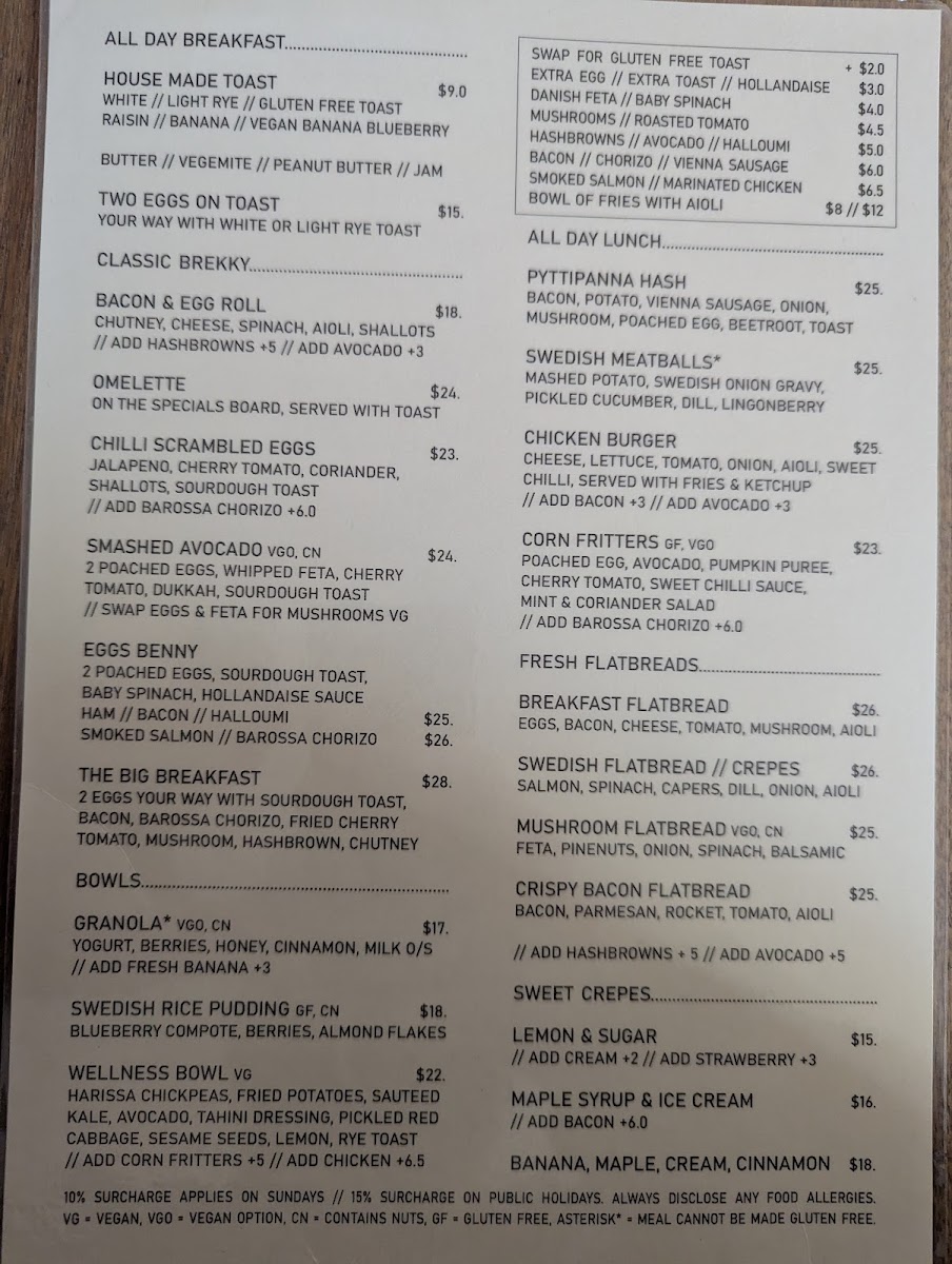 Swedish Tarts menu board