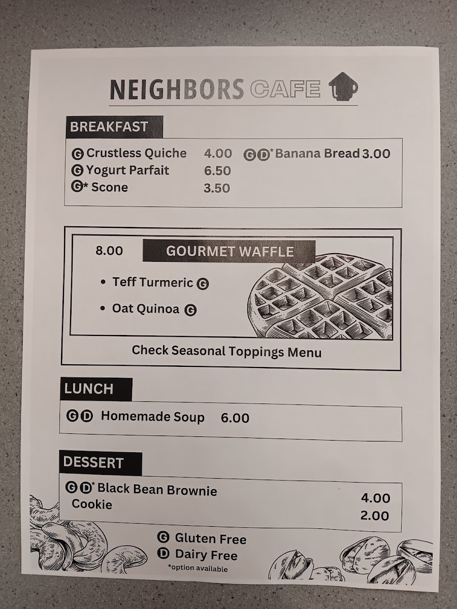 Neighbors Cafe menu board