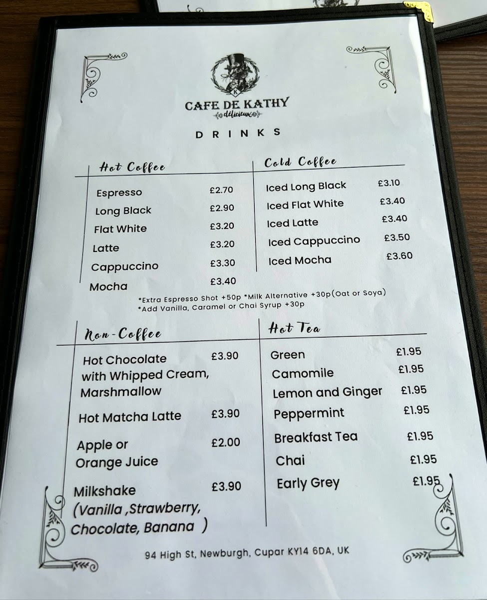 Cafe de Kathy menu board