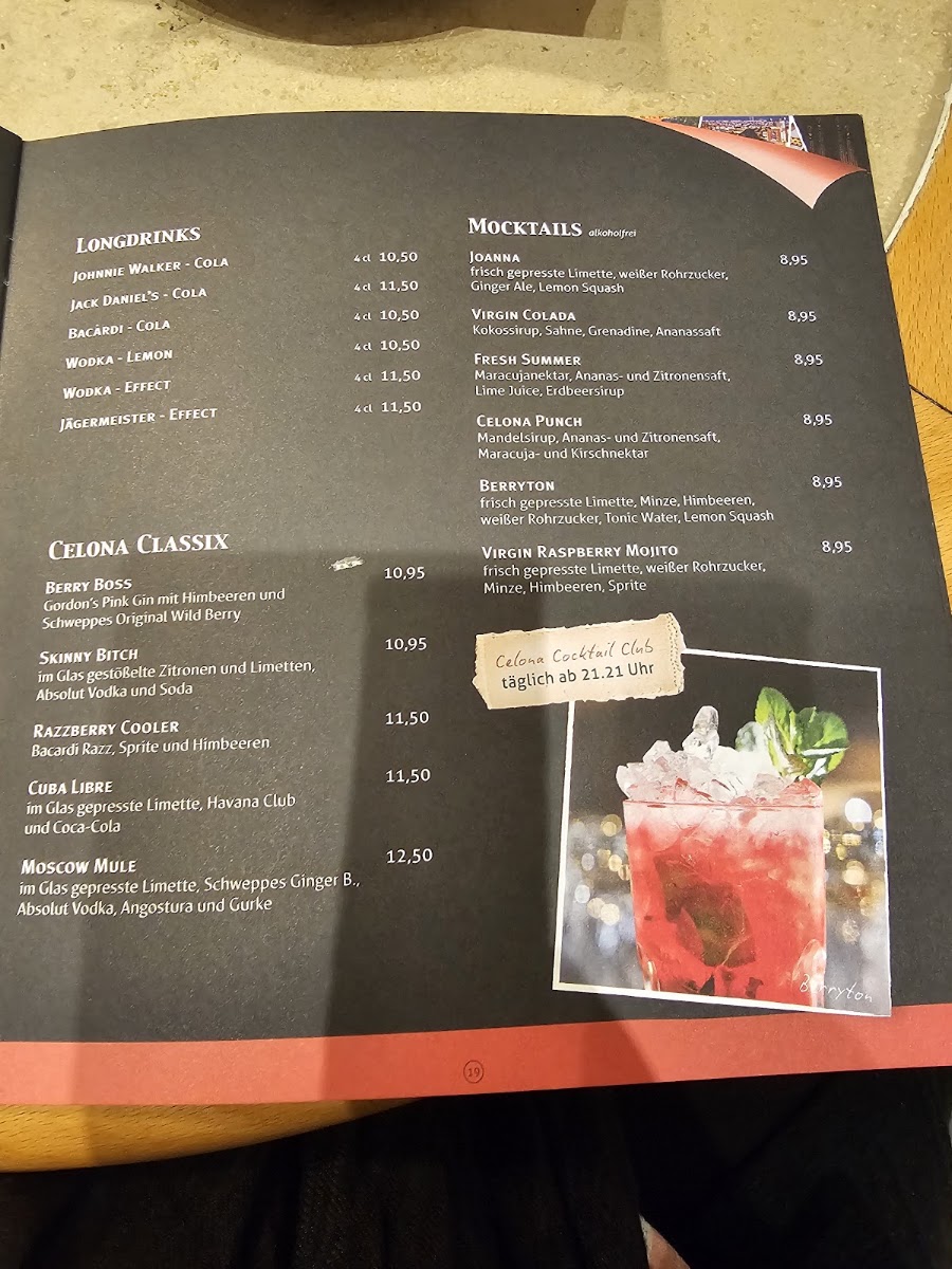 Cafe & Bar Celona Frankfurt menu board
