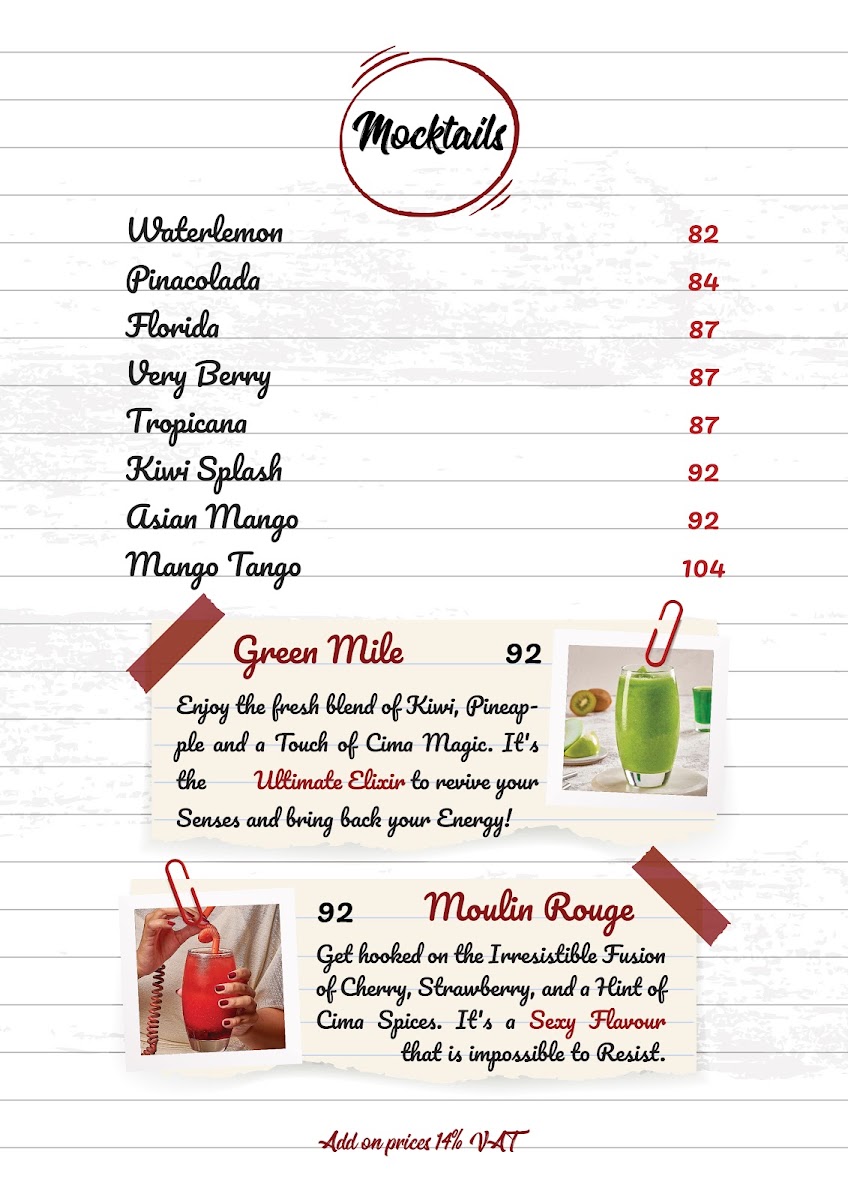 Cima Café - سيما كافيه menu board