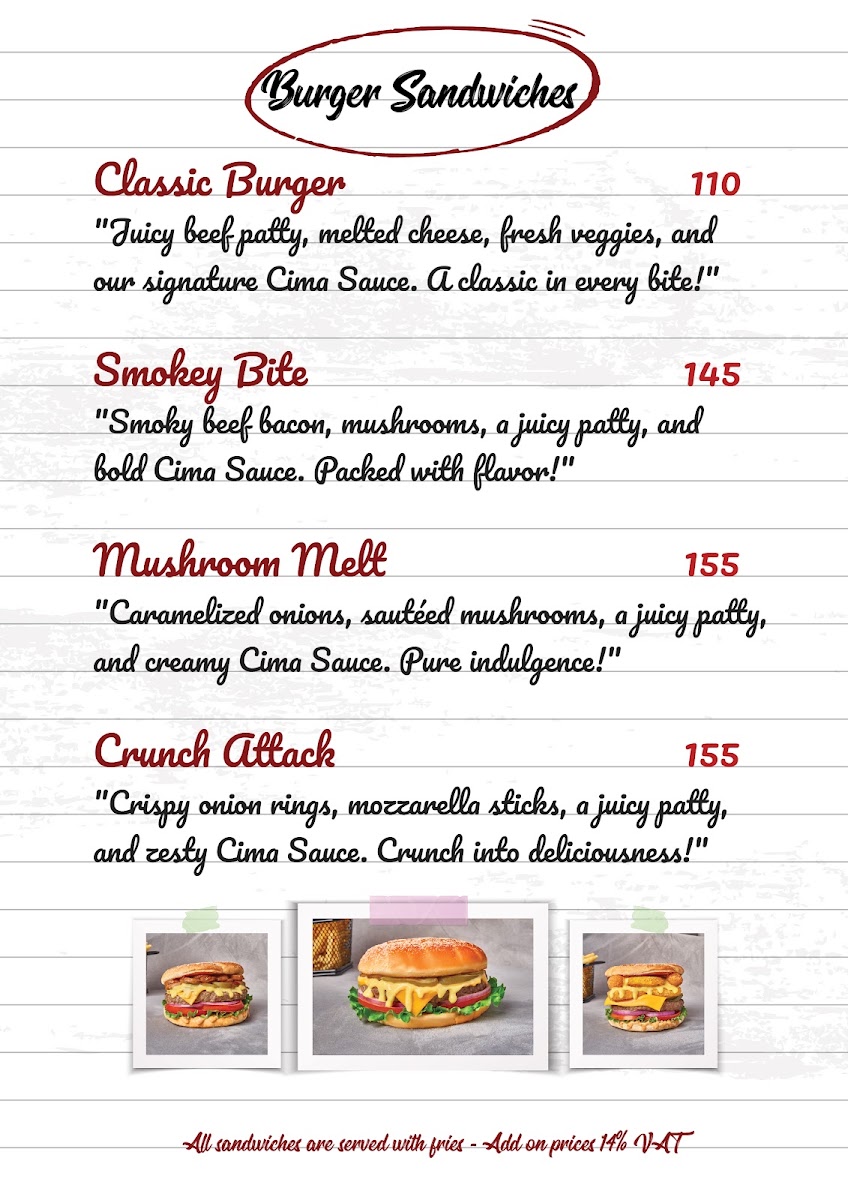 Cima Café - سيما كافيه menu board