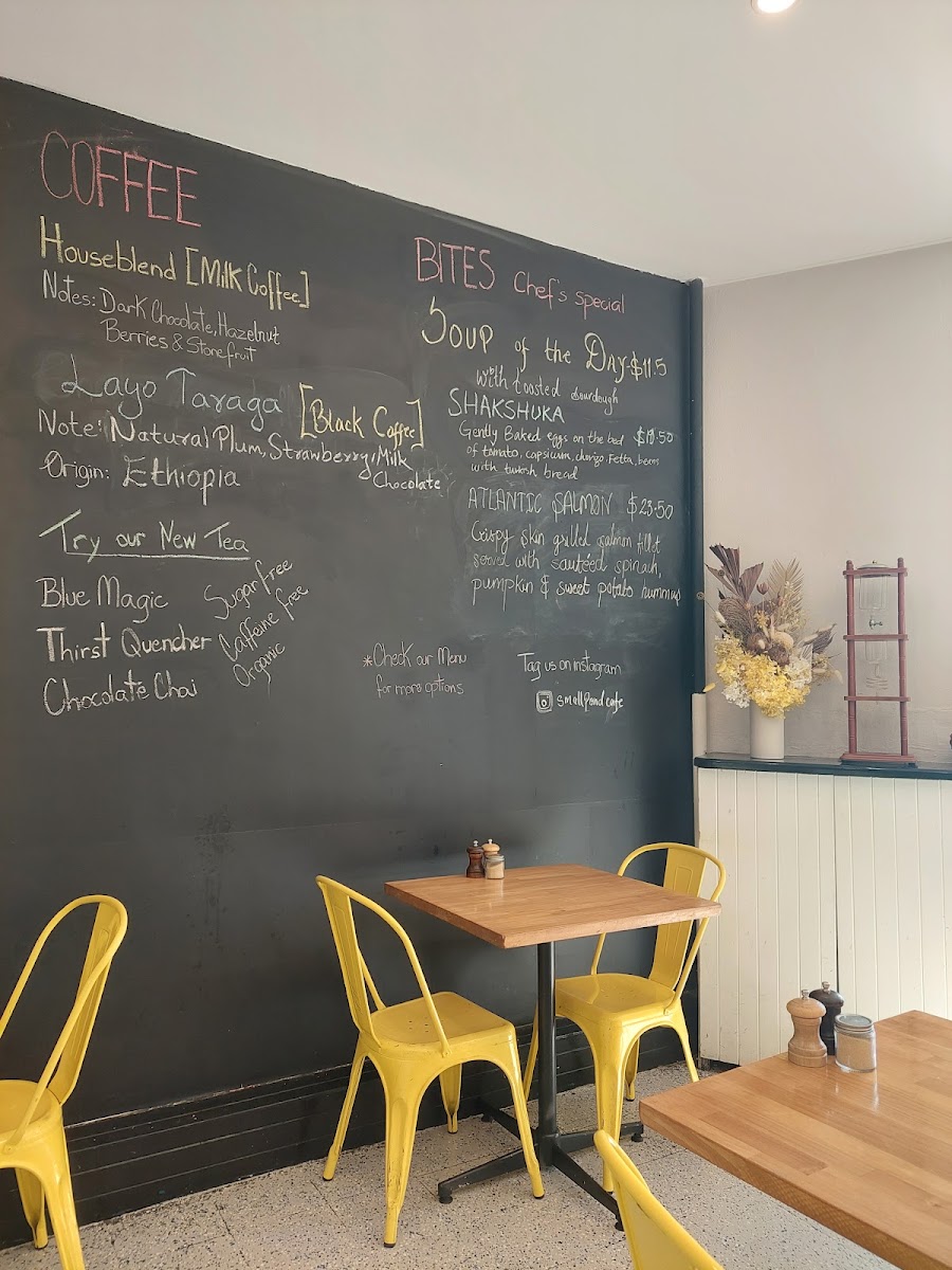 Small Pond Cafe menu board