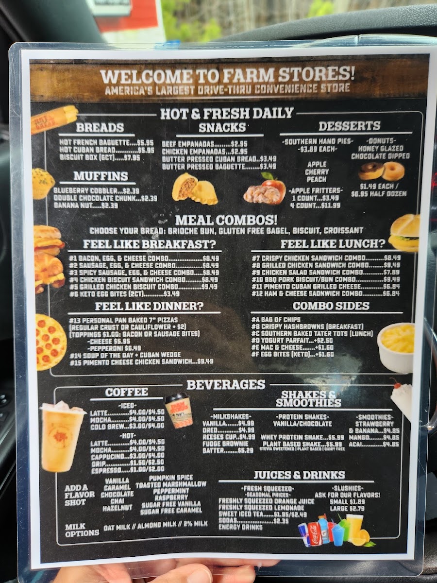 Farm Stores Cedarcrest Cafe menu board
