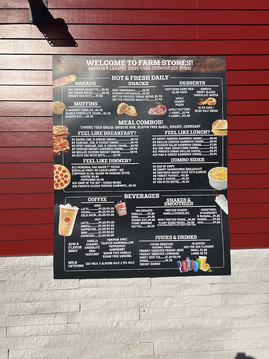 Farm Stores Cedarcrest Cafe menu board