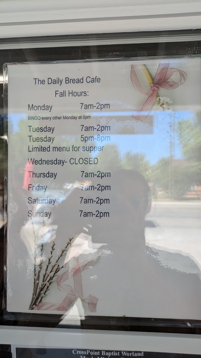 The Daily Bread Cafe menu board
