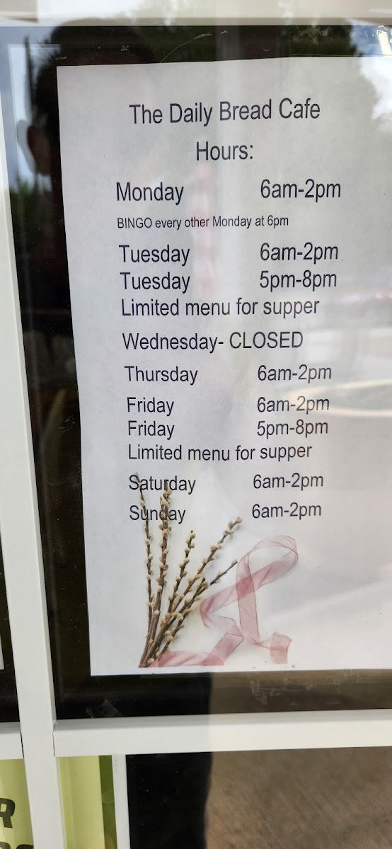 The Daily Bread Cafe menu board